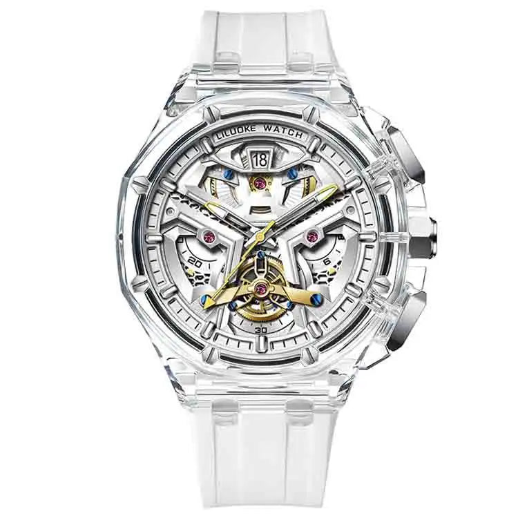 LILUOKE Wholesale Wristwatch Quartz Watch Transparent CaselCase Silicone Strap Waterproof Fashion Watches for Men Sport Watch