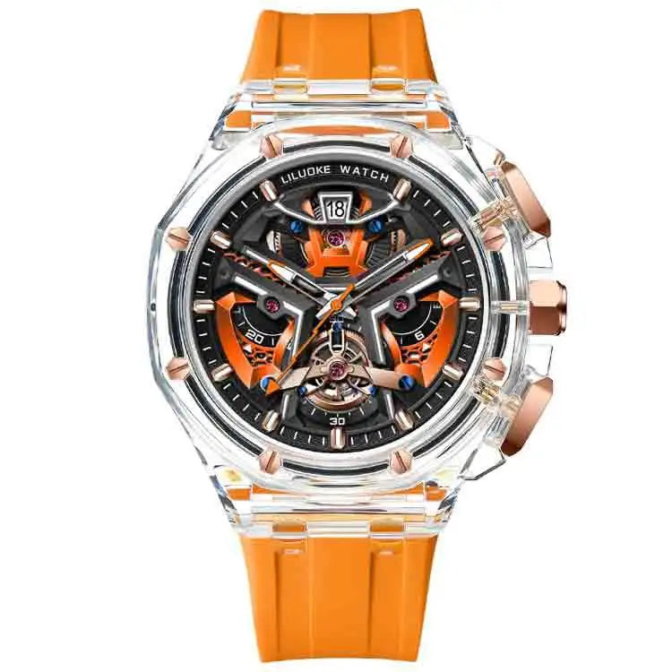 LILUOKE Wholesale Wristwatch Quartz Watch Transparent CaselCase Silicone Strap Waterproof Fashion Watches for Men Sport Watch