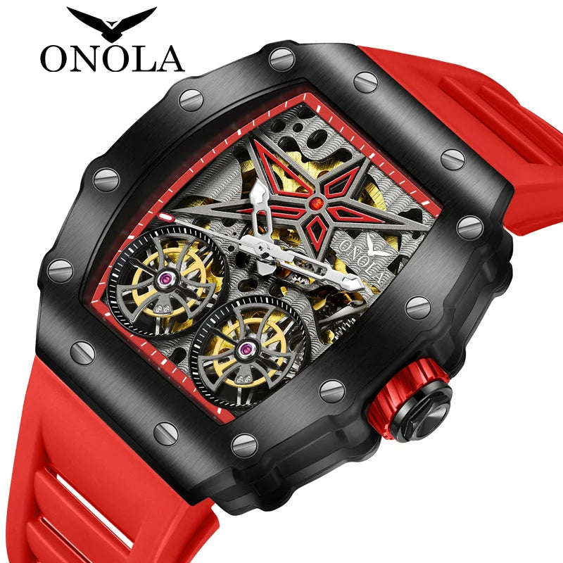 ONOLA 6829 Custom Automatic Watch Luxury Skeleton Mechanical Watches Brand Men Wrist Watch